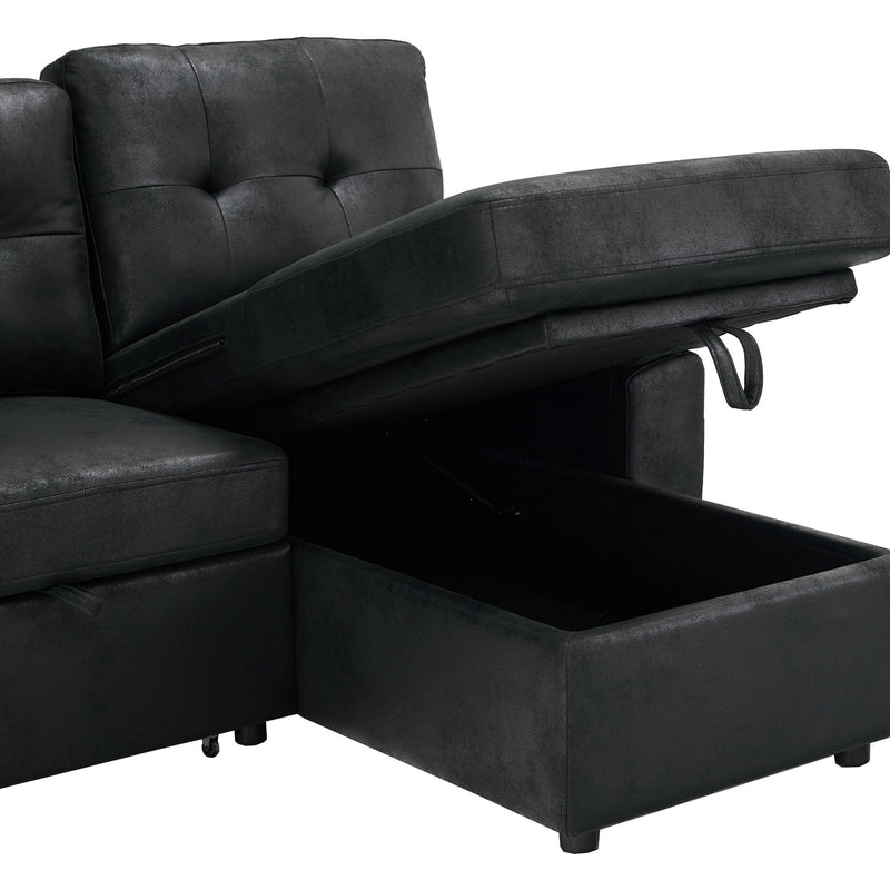 Convertible Sectional Sofa Bed With Pull Out Sleeper And Storage
