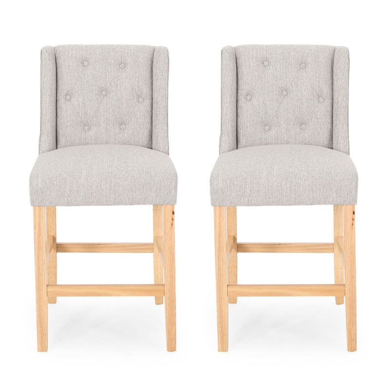 Vienna - Contemporary Fabric Tufted & Wingback Counter Stools (Set of 2)