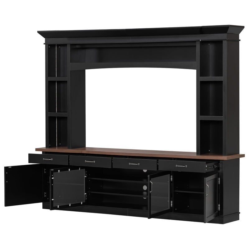 Extra Long TV Stand With 7 Color LED Lights, Adjustable Shelves & Storage Cabinets