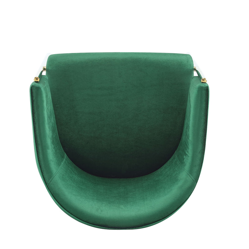Modern Upholstered Dining Chair With Gold Metal Frame - Emerald / Gold