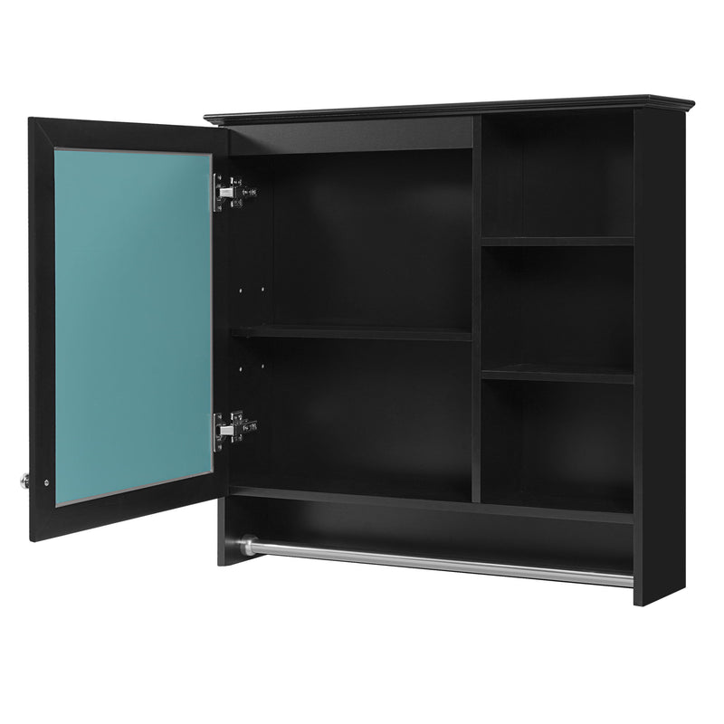 Wall Mount 2 In 1 Mirror Cabinet With Adjustable Shelf, Soft-Closing Hinges