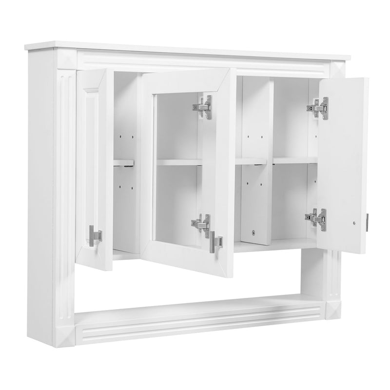 Wall-Mounted Bathroom Cabinet With Mirror And Open Shelf - White