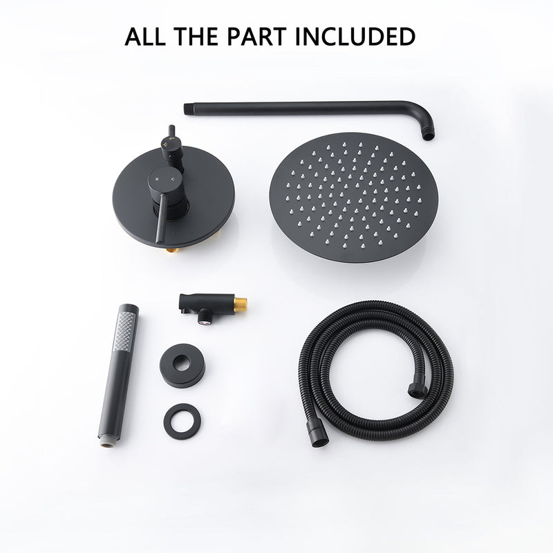 Elegant 10" Round Rain Shower Head And Handheld Set With Adjustable Tilt And Dual Modes