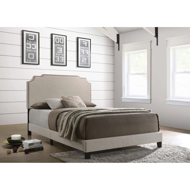 Panel Bed With Nailhead Trim, Upholstered Headboard