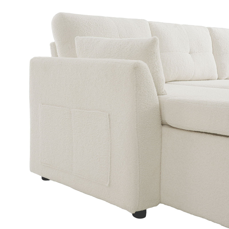 U-Shaped Sectional Sofa Bed With Storage And USB Ports