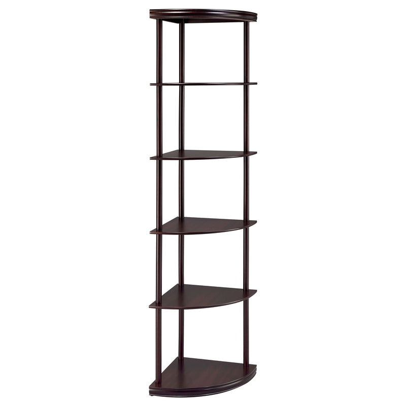 Corner Bookcase With 5 Shelves, Compact Design For Living Room - Cappuccino