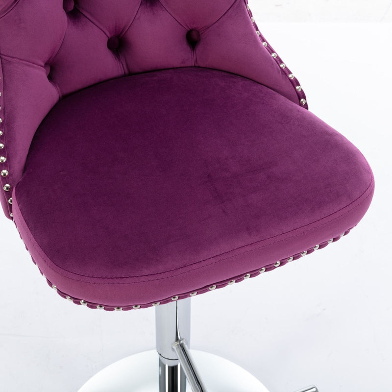 Swivel Barstools Adjusatble Seat Height From 25-33", Modern Upholstered Base Bar Stools With Backs Comfortable Tufted For Home Pub And Kitchen Island (Set of 2)