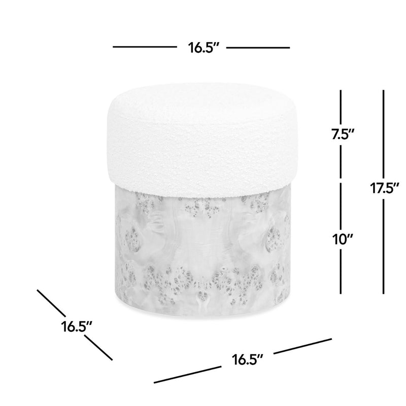 Nebula - Round Upholstered Ottoman - White