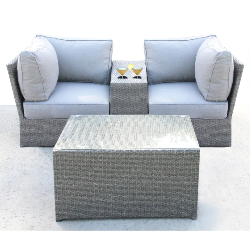 2 Person Sectional Seating Group With Cushions - Gray Mix