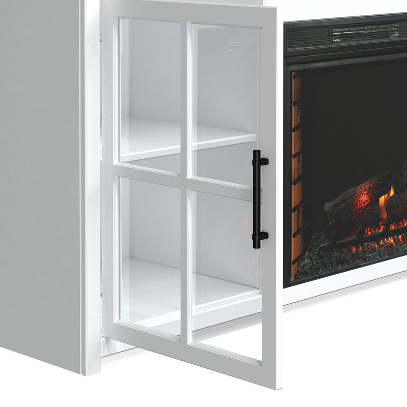 Fireplace TV Stand Console & Fixed Shelves