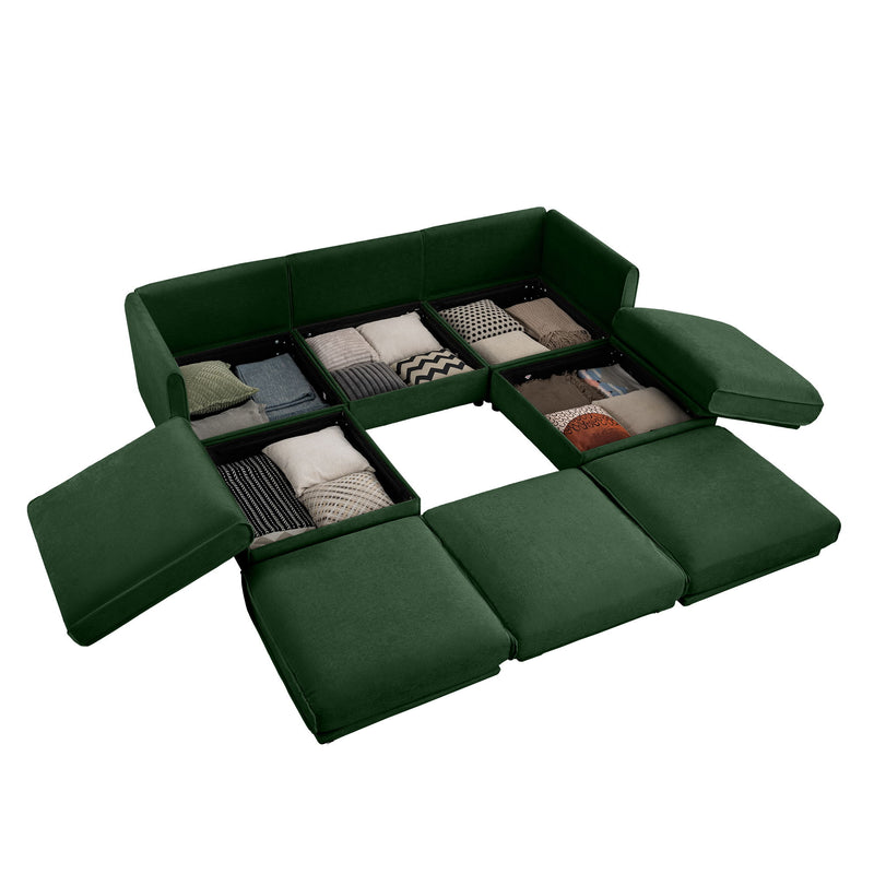 Contemporary Elegant Sofa With Storage And Ottoman