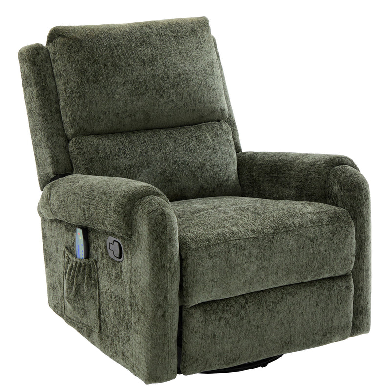 Manual Recliner Massage Chair With Swivel Rocker, 8 Massage Modes, Side Storage Pocket