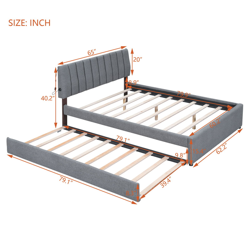 Upholstered Platform Bed With Trundle