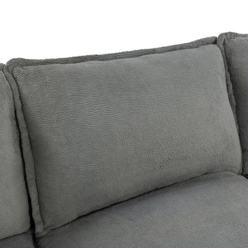 Modern Sofa Set With Double Layer Cushion And Side Storage Pockets