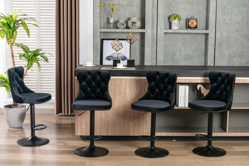 Swivel Barstools Adjusatble Seat Height, Modern Upholstered Bar Stools With Backs Comfortable Tufted For Home Pub And Kitchen Island (Set of 2)