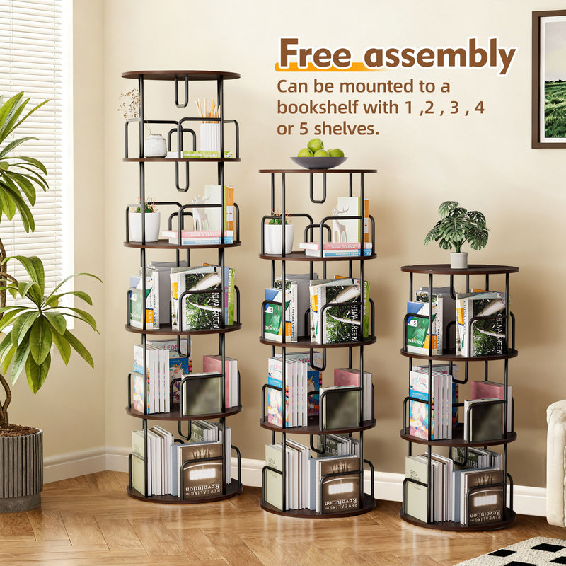 Rotating Bookshelf Tower 5 Tier Spinning 360 Degree Revolving Storage Shelf