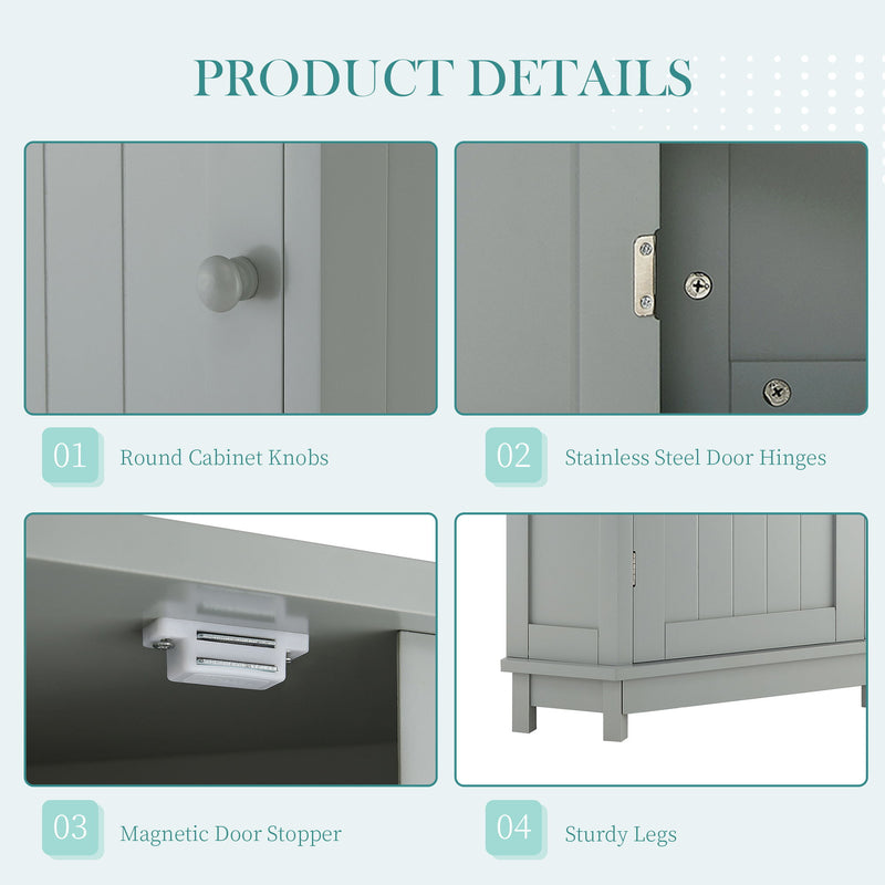 Triangle Corner Bathroom Cabinet With Adjustable Shelf, Storage Unit - Gray