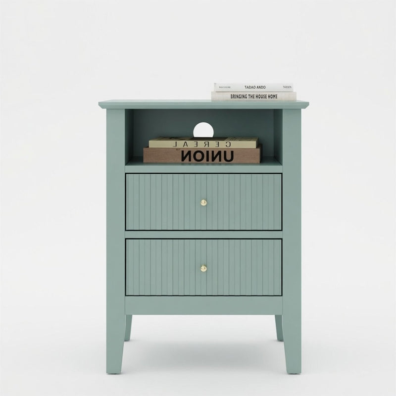 Fluted Nightstand With 2 Drawers