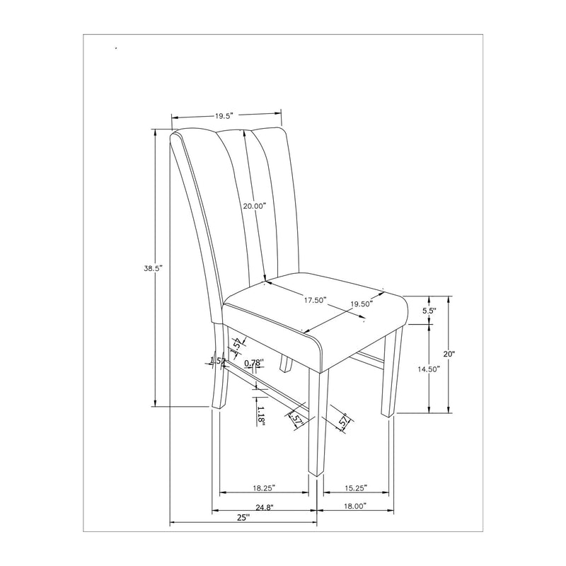 Dining Chair With Padded Seating And Back (Set of 2) - Dark Gray