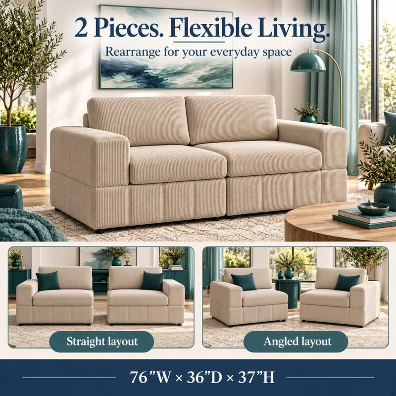 Oversized Modular Loveseat Set