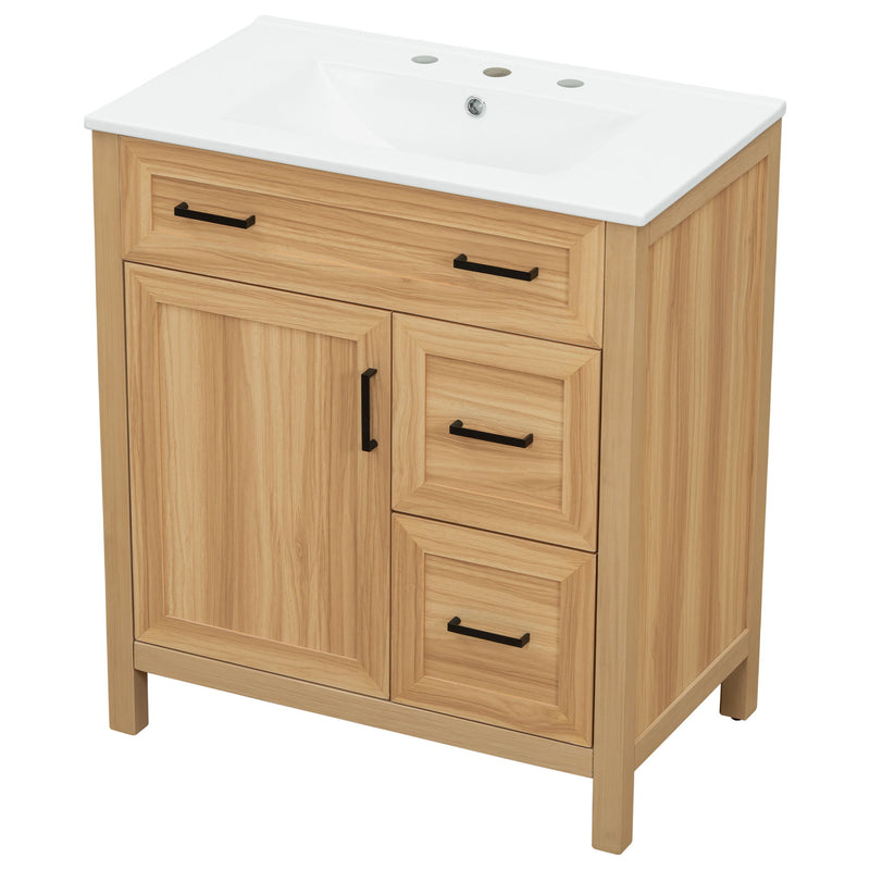 Bathroom Vanity With Sink, 2 Soft Close Drawers, 1 Soft Close Door, Adjustable Shelf