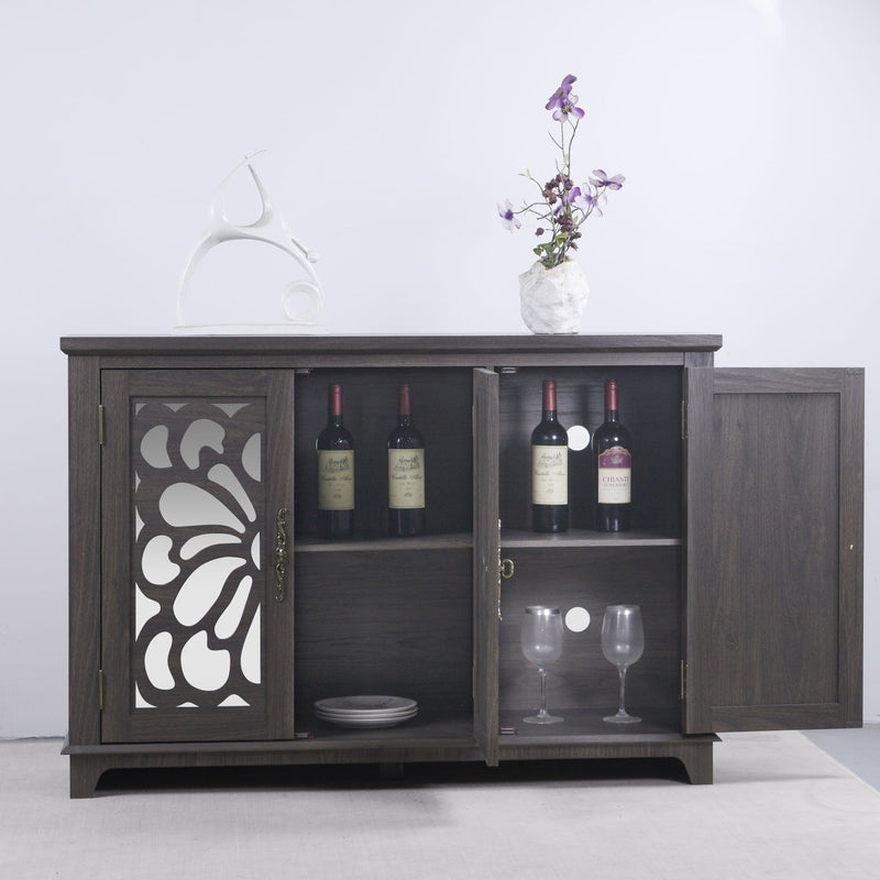 3 Door Mirrored Sideboard Cabinet With Adjustable Shelves