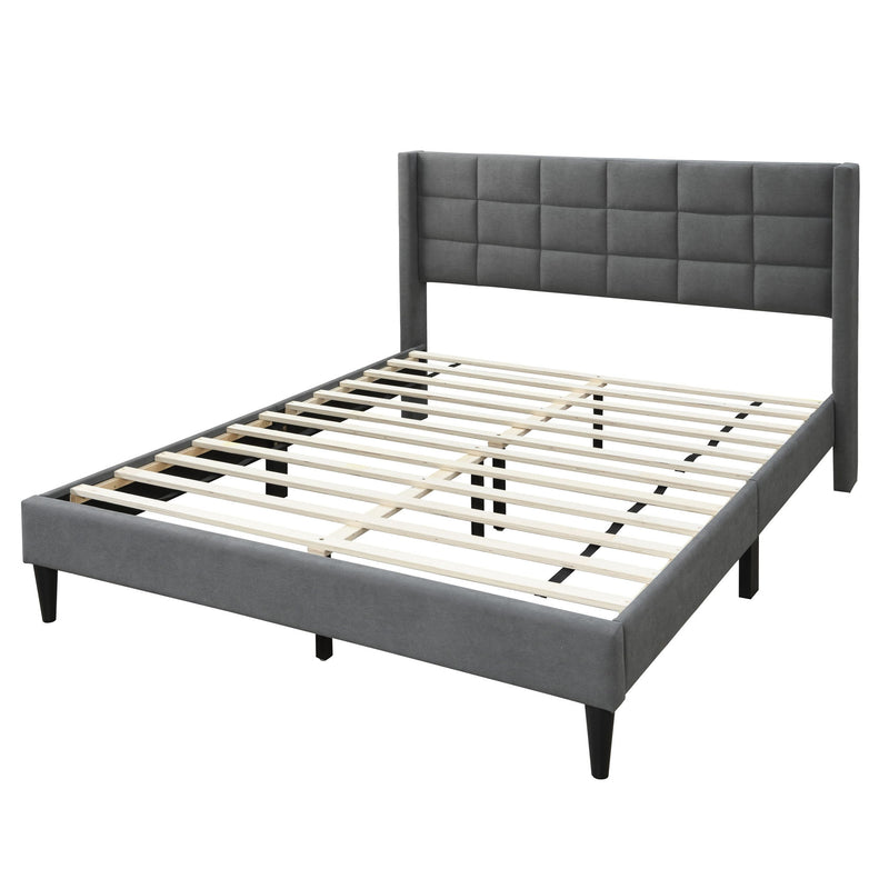 Full Size Bed Upholstered Box Headboard - Gray