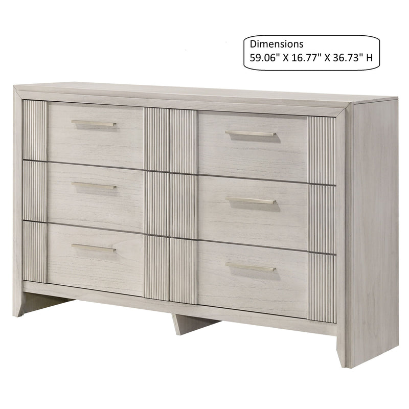 6 Drawer Storage Dresser Furniture - Antique White