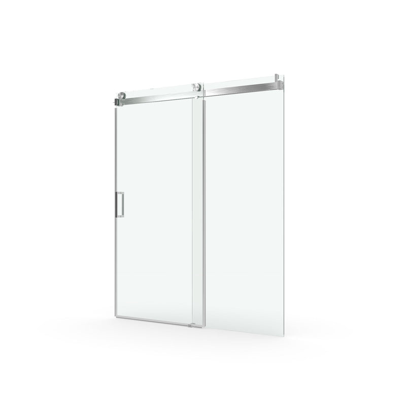 Frameless Soft-Closing Shower Door, 1/4" (6 Mm) Tempered Glass Single Sliding With Explosion Proof Coating