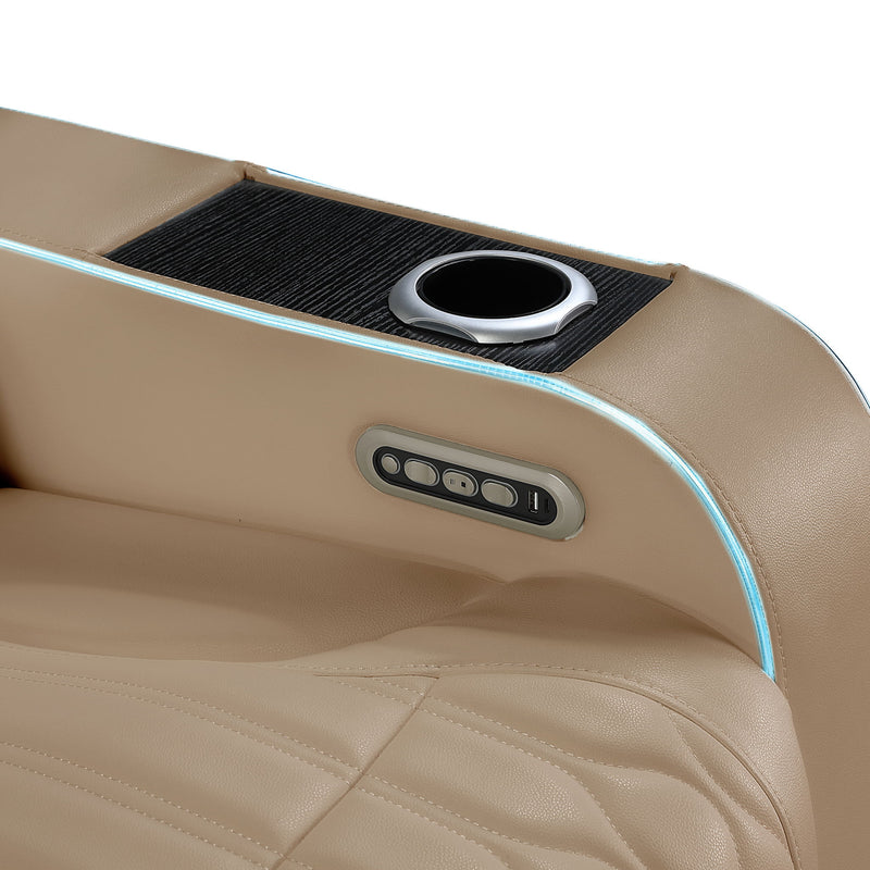 Electra - Power Reclining Sofa With Power Headrests, Drop Down Table, Reading Light, Massage, LED Lighting And USB Control