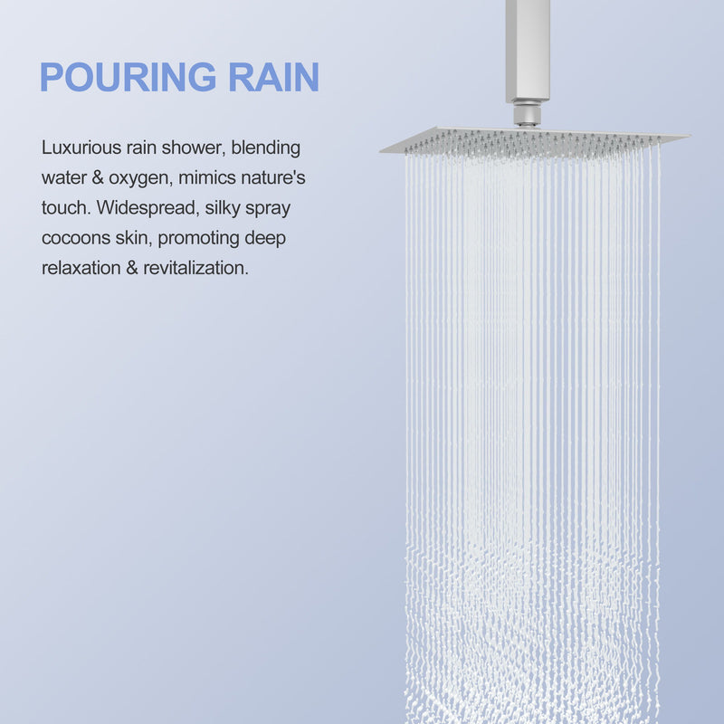 8" Square Rain Shower Head, Ceiling / Wall Mount Stainless Steel Bath Fixture