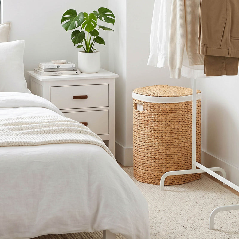 Half Oval Laundry Hamper With Lid - Light Brown