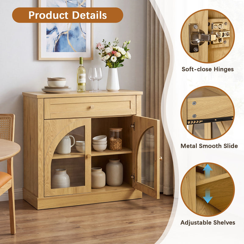 Modern Sideboard Cabinet With 1 Drawer And 2 Arched Doors