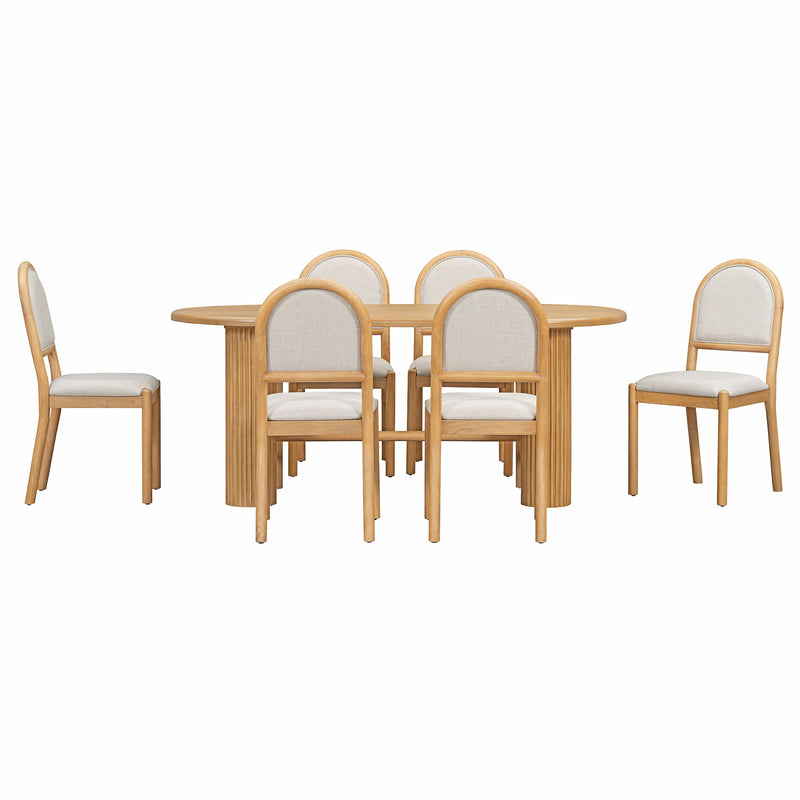 Oval Dining Table Set For 6 With 6 Upholstered Chairs