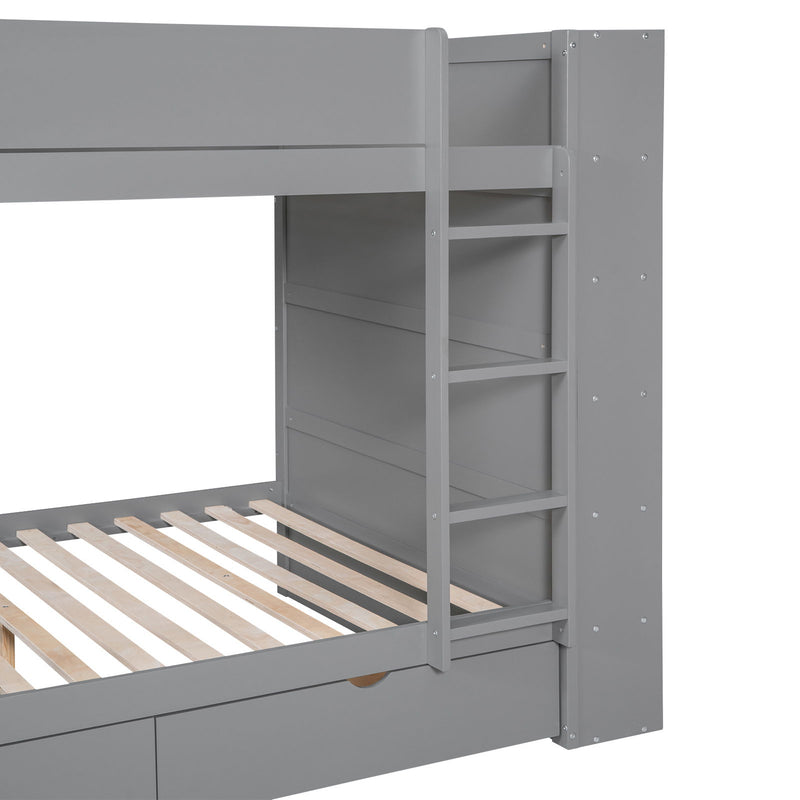 Bunk Bed With 2 Drawers And Multi Layer Cabinet