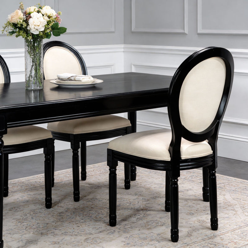 Dining Chairs Upholstered With Sponge Round Back (Set of 2) - Black
