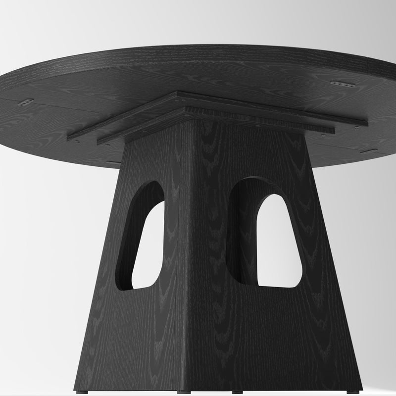 Farmhouse Round Dining Table With Storage Base
