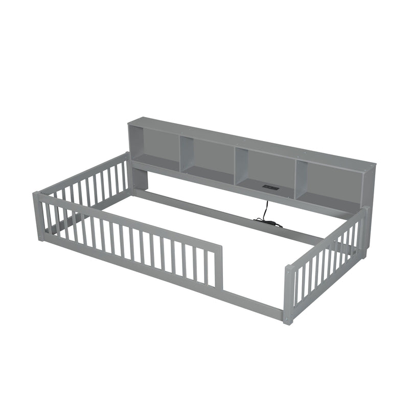 Floor Bed With Storage Cabinets And USB Ports