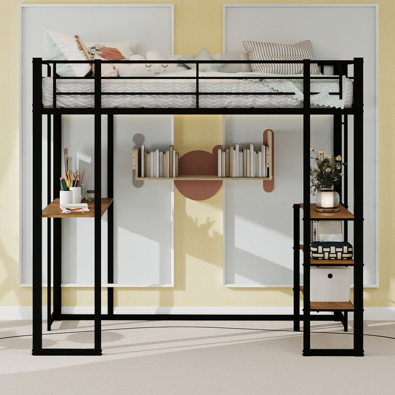 Bunk Bed With L-Shaped Desk And Dual Side Stairs