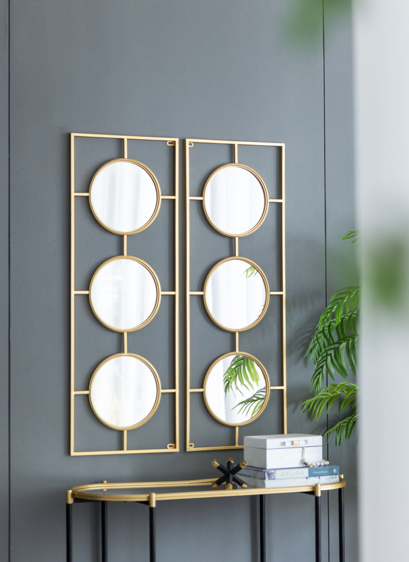 3 Mirror Piece Wall Mirror InRectangular Frame, Home Wall Decor For Bedroom Living Room