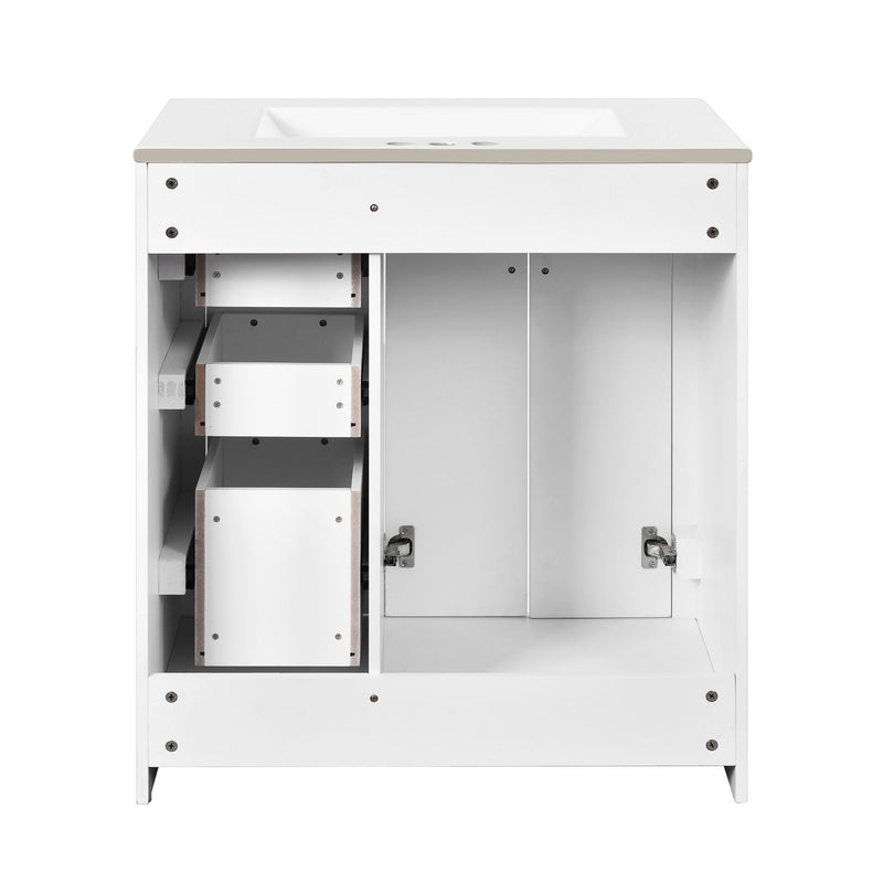 Bathroom Vanity With Sink, Storage Cabinet, Freestanding Set With 3 Drawers & Soft Closing Doors