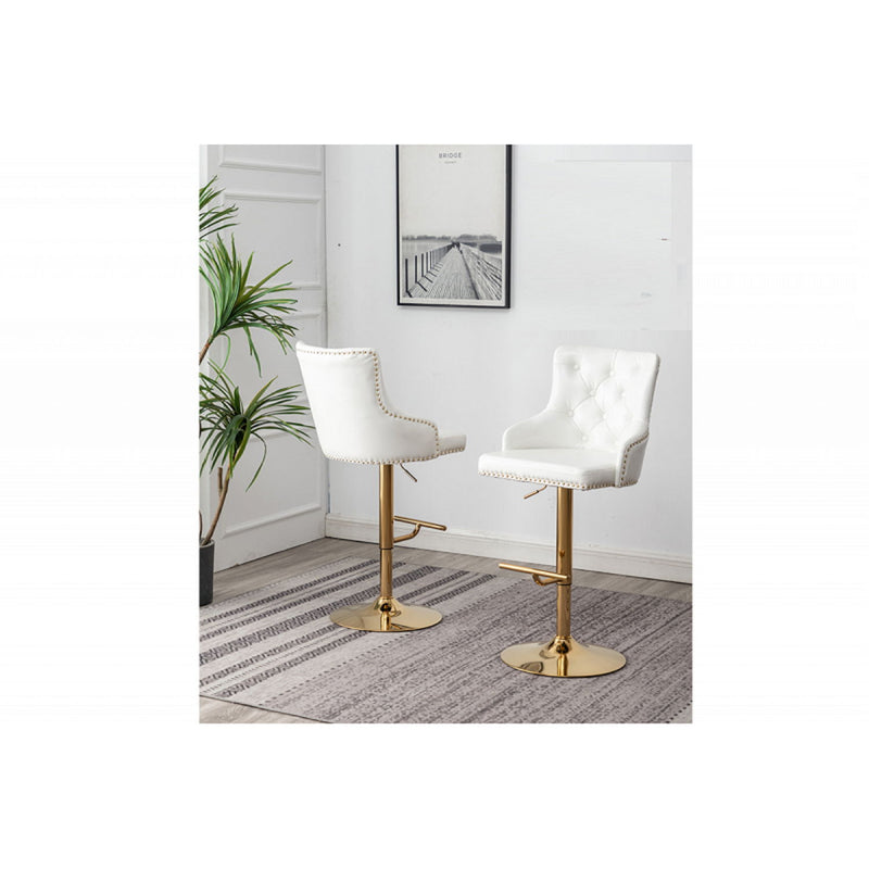 Adjustable Swivel Bar Stool With Nailhead Trim (Set of 2)