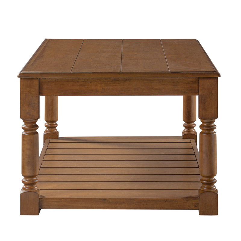Coffee Table With Slatted Lower Shelf For Living Room