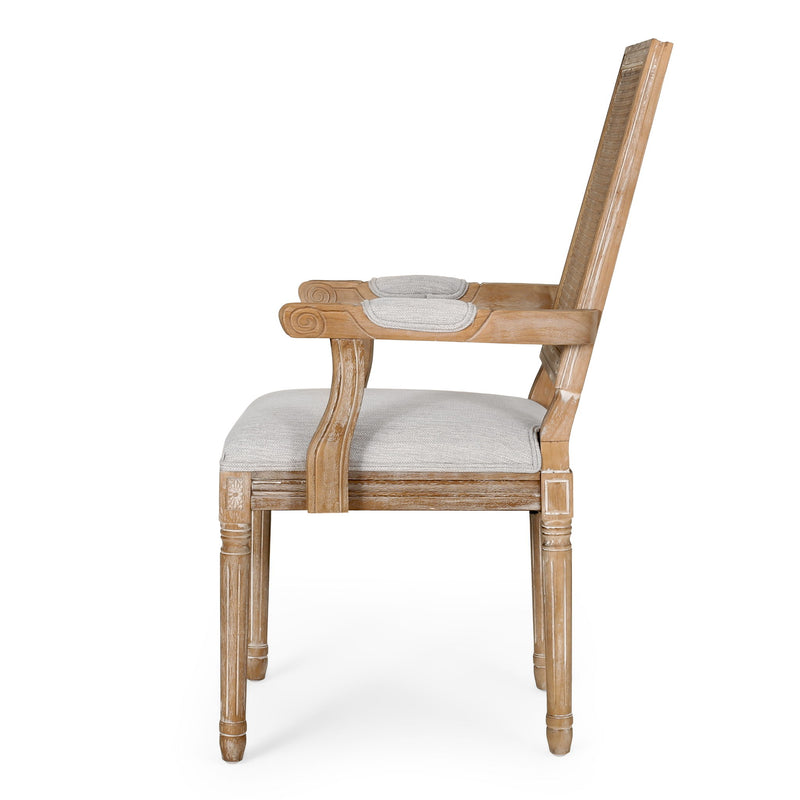 Elegant French Country Style Dining Chair With Cane Backrest