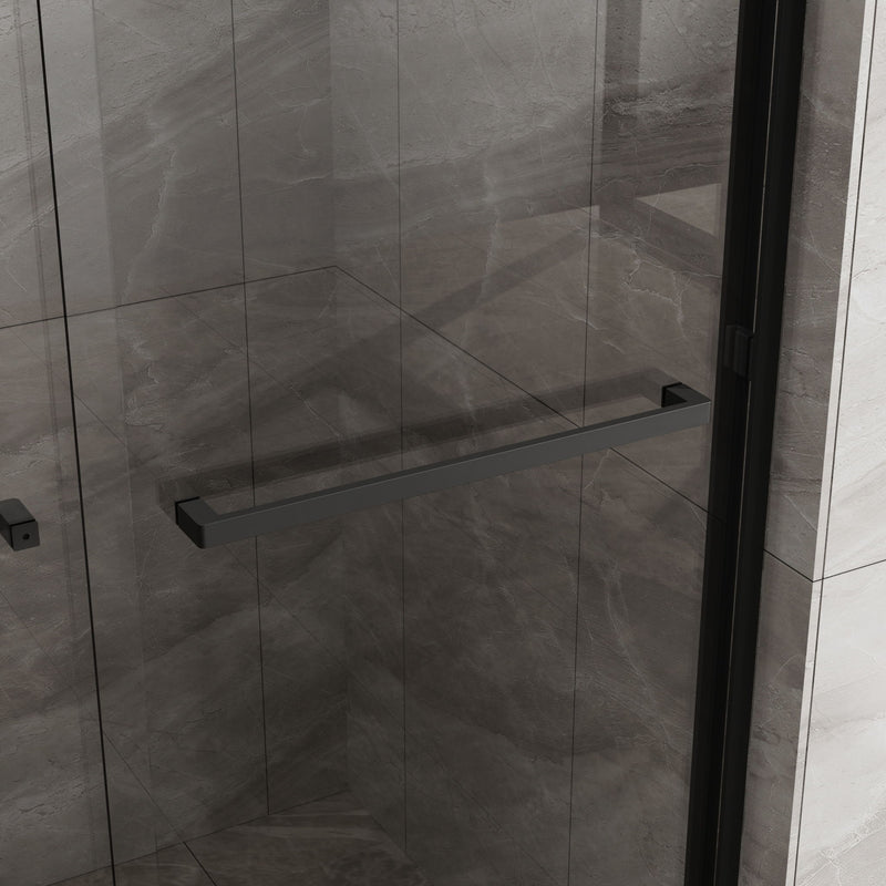 Matte Black Double Sliding Glass Shower Door With Aluminum Frame And SGCC Clear Tempered Glass - Black