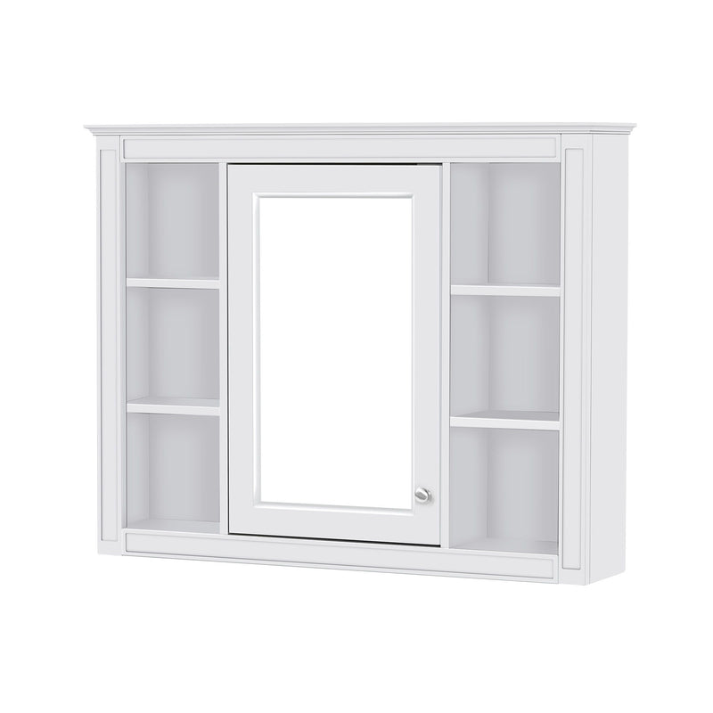 Bathroom Vanity With Mirror Cabinet, Single Sink With 2 Soft Closing Doors And 4 Drawers