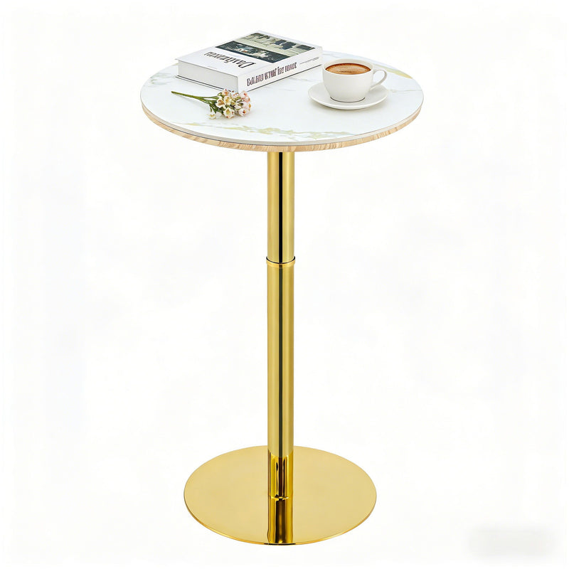 Circular Bar Table With Non Adjustable Legs - Gold+White