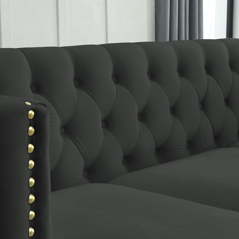 Upholstered Couch Sofa With Button Tufting For Living Room