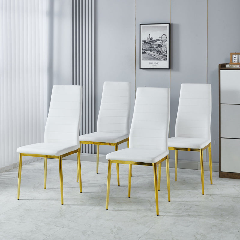 Dining Chair (Set of 4) - Gold / White