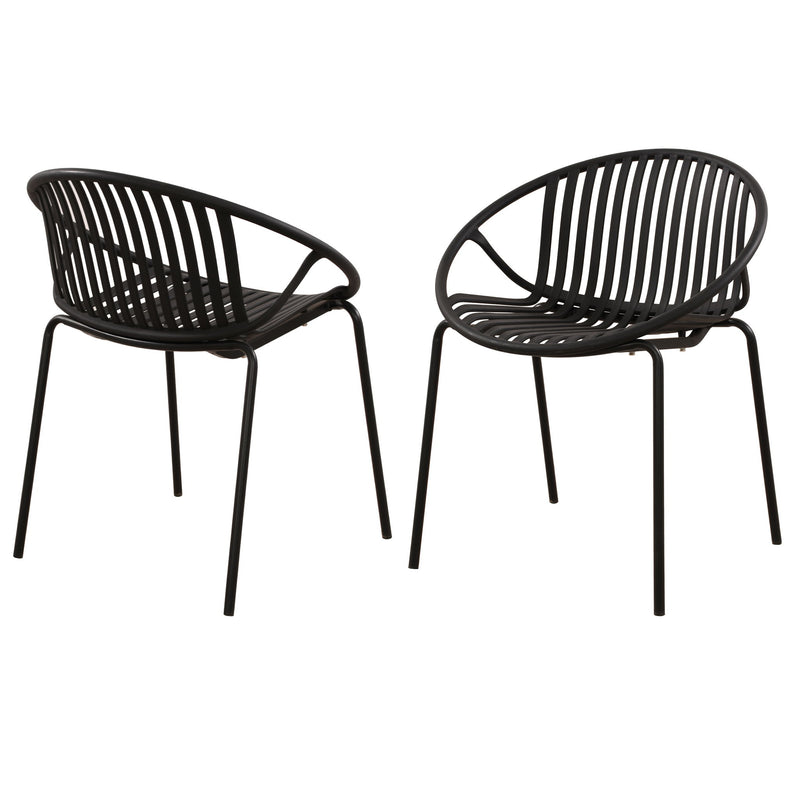 Stackable Outdoor Chairs With Breathable Plastic Backrest (Set of 2)